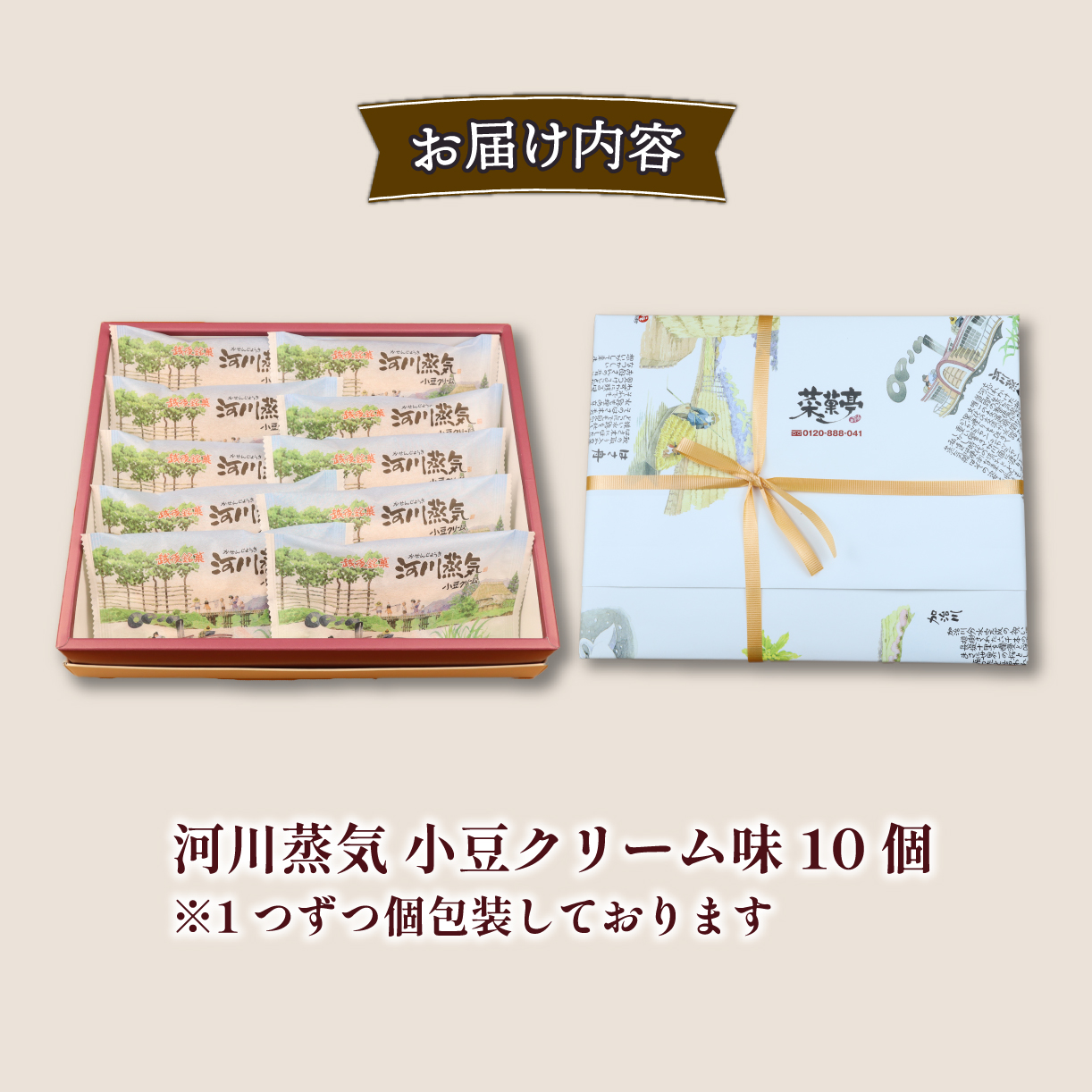 河川蒸気 小豆クリーム味 10個入　【 いえい 小豆 河川蒸気 蒸しどら焼き 菜菓亭 新潟銘菓 和菓子 洋菓子 10個 どらやき どら焼き カステラ B22_03 】