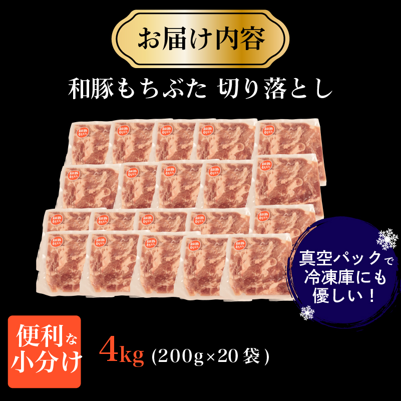 豚肉 切り落とし 和豚 もちぶた 小間切れ 4kg ブランド豚 和豚もちぶた ブランド 美味しい豚 豚肉 肉 にく 肉料理 夕食 晩ごはん ポーク おかず 小分け 便利 肉の片山 新潟県 新発田市 katayama006