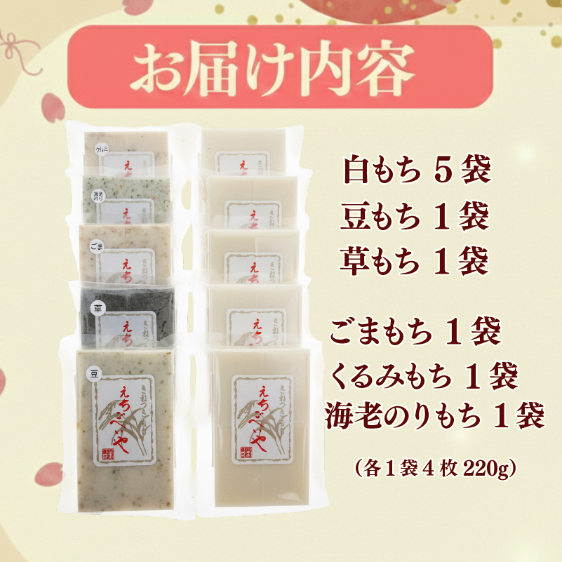 餅 お餅 もち えちごへいや 杵つき餅 バラエティセット 年内発送 もち 季節限定 正月 おせち もち 草もち 豆もち よもぎ くるみ エビ えび 海老 コシヒカリ 米 防災 備蓄 保存食 非常食 正月 餅 おせち 佐々木耕起 お餅 もち kome 年末 年始 新年 お雑煮 新潟県 新潟 新発田 C36_03