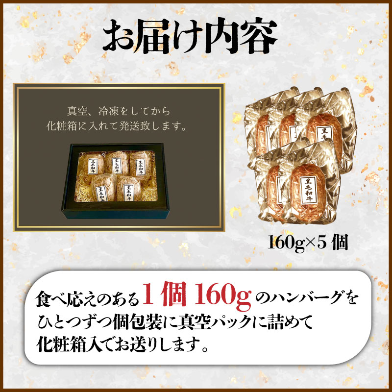国産 牛 100％使用 真空 生ハンバーグ 5個入 160×5個 計800g 先崎畜産 新発田牛 【肉 加工品 国産 牛 100% 手捏ね 手ごね 生 ハンバーグ 冷凍 5個  800g のし 熨斗 H21-02