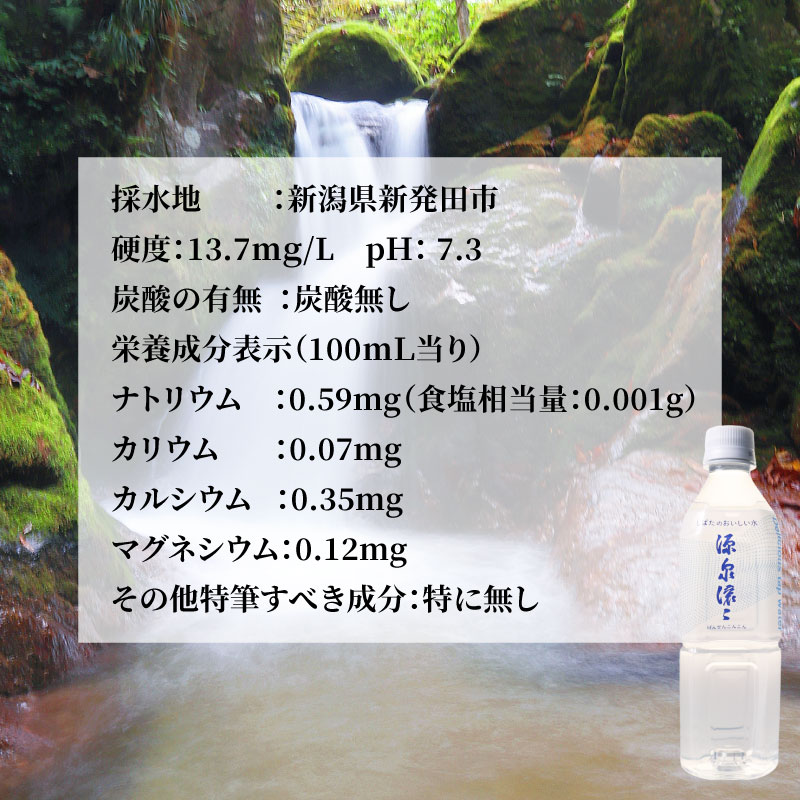 新発田のおいしい水 500ml 24本入 1箱 飲料水 みず 源泉滾々 軟水 新発田市水道局 防災 備蓄 ローリングストック （ペットボトル入り水道水） 新潟県 新発田市 suido001_01