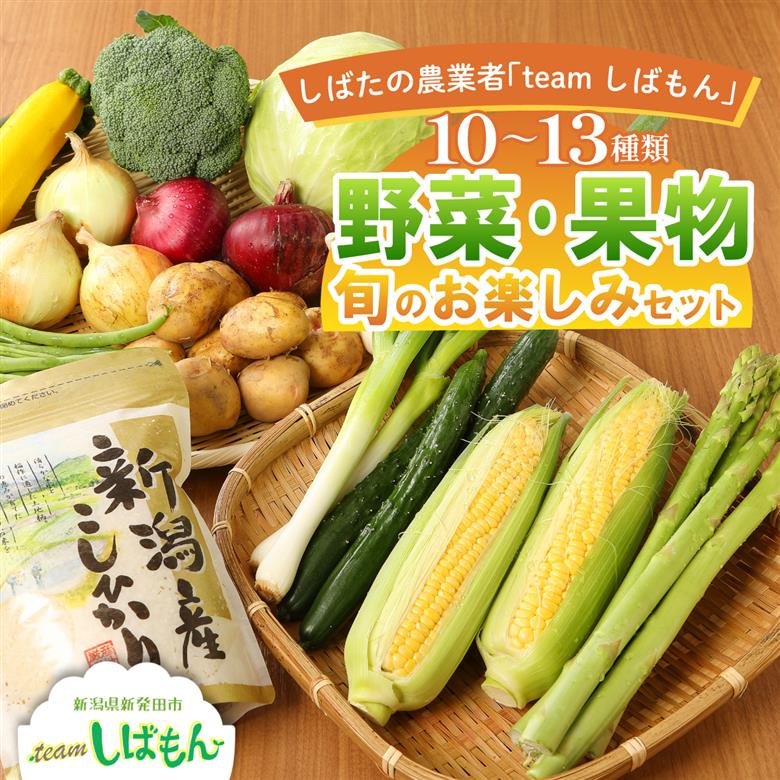 野菜 果物 旬 お楽しみセット 10~13種類 詰め合わせ ほうれん草 水菜 アスパラガス トマト オクラ ぶどう もも さといも オータムポエム りんご にんじん 大根 リーフレタス 米 コシヒカリ みそ にんにく辛みそ ジャム 新潟 新発田 C16_01