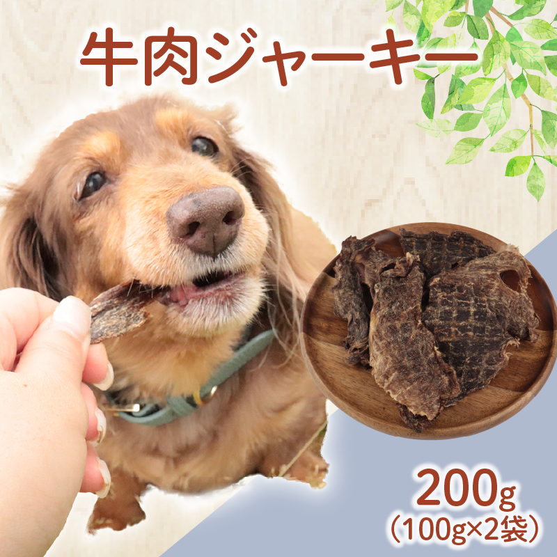 ドッグフード 牛肉ジャーキー 200g(100g×2袋) 【 牛肉 牛 ドックフード ジャーキー ペット おやつ ペット用品 犬用 無添加 無着色 国内製造 安心 安全 自然食品 ケーティーコモディティ KT 新潟県 新発田市 KT046 】
