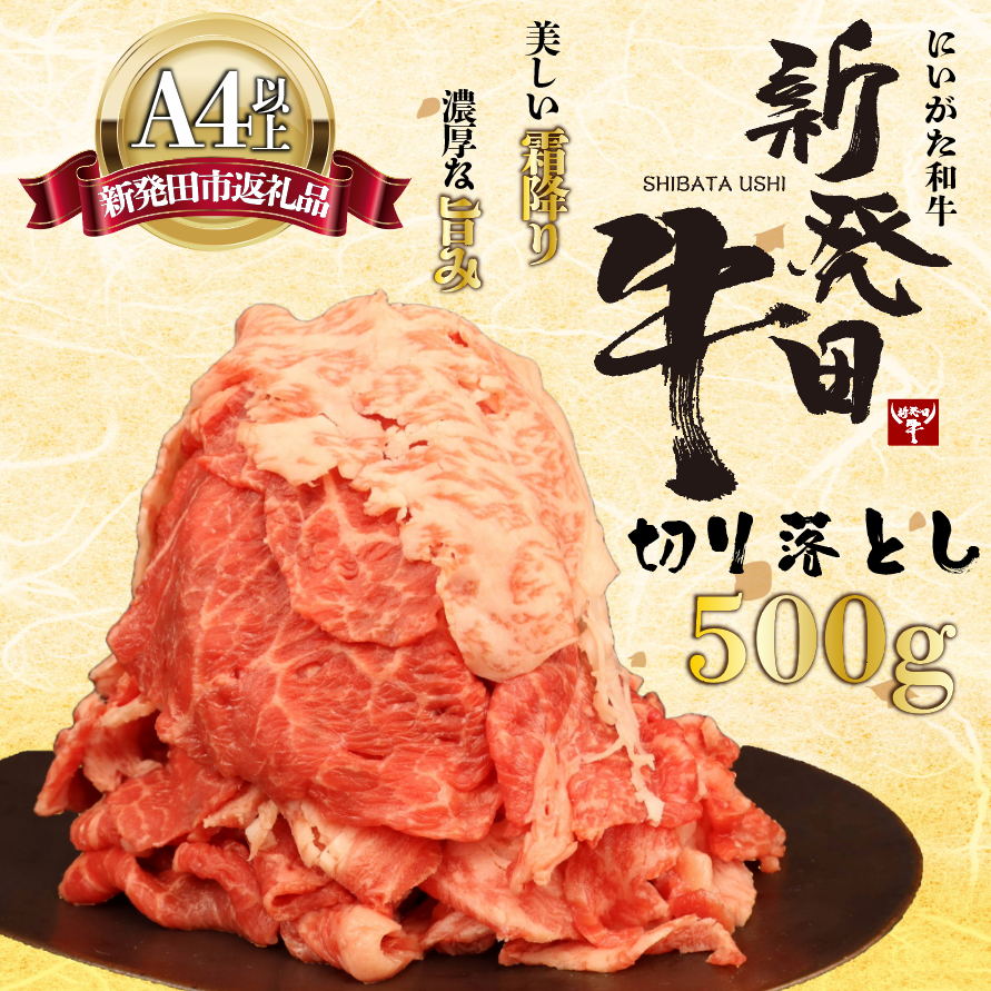 【切り落とし】牛肉 500g 霜降り 新発田牛 ブランド しゃぶしゃぶ 小分け 小間切れ スライス 簡単調理 贈答 お歳暮 新潟 えのもとミート enomoto001