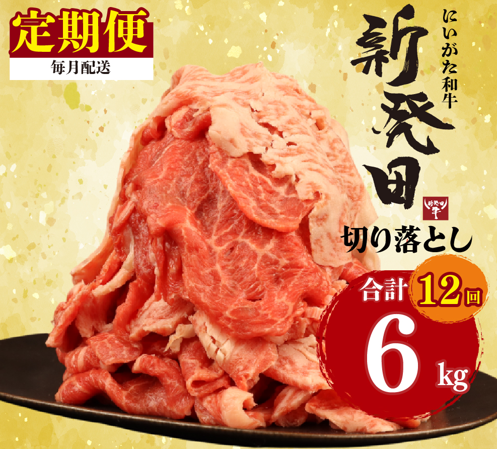 【定期便】 切り落とし 500g×12回 計6kg 新発田牛 黒毛和牛 霜降り 和牛 ブランド牛 国産 しゃぶしゃぶ 小間切れ 小分け 贈答 お歳暮 新潟 新発田 新潟県 新発田市 近江牛 神戸牛 松阪牛 米沢牛 三大和牛 に負けない アルビレックス アルビレックス新潟 えのもとミート enomoto028