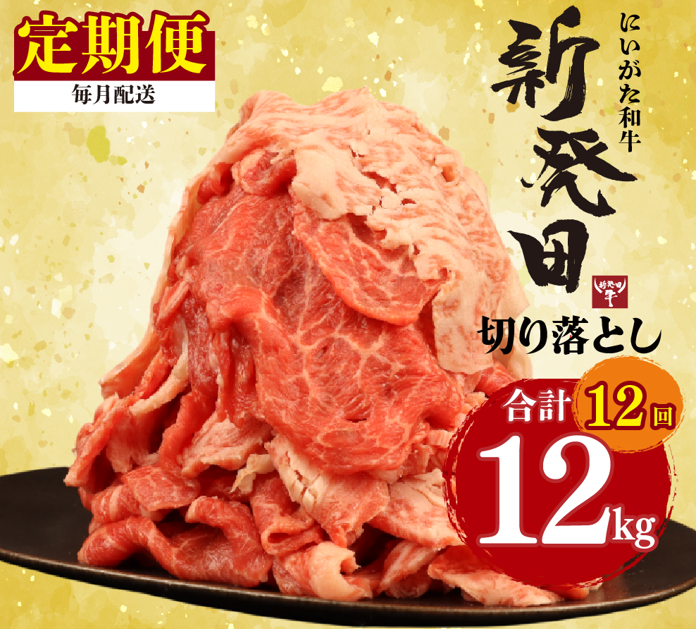 【定期便】 切り落とし 1kg×12回 計12kg 新発田牛 黒毛和牛 霜降り 和牛 ブランド牛 国産 しゃぶしゃぶ 小間切れ 小分け 贈答 お歳暮 新潟 新発田 新潟県 新発田市 近江牛 神戸牛 松阪牛 米沢牛 三大和牛 に負けない アルビレックス アルビレックス新潟 えのもとミート enomoto031