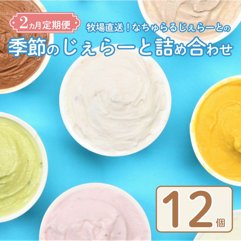 ジェラート 定期便 12個入 2回 ミルク チョコ ブルーベリー チーズ お茶 緑茶 紅茶 ほうじ茶 ラム レーズン ラムレーズン ピスタチオ 塩 キャラメル 塩キャラメル アイス ジェラート セット 季節 お茶 冨士美園 てづくり なちゅらるじぇらーと なかの牧場 12個 nakano011