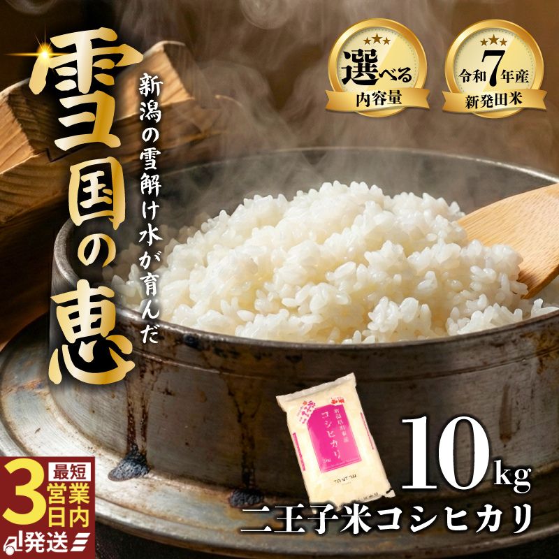 令和7年産 新潟県産 コシヒカリ 10kg 5kg×2袋 数量限定 特別栽培米 二王子米 新潟産 新潟米 新発田産 新発田 お米 米 kome 白米 ご飯 こめ ごはん ライス ふるさと納税米 コシヒカリ お弁当 食品 せいだ とんとん市場 ブランド米 人気米 玄米 新潟県 新発田市 seida003_02