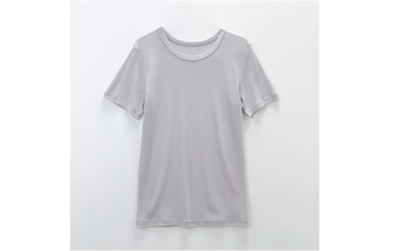 《絹生活研究所》インナー／メンズ／半袖／グレー／Lサイズ