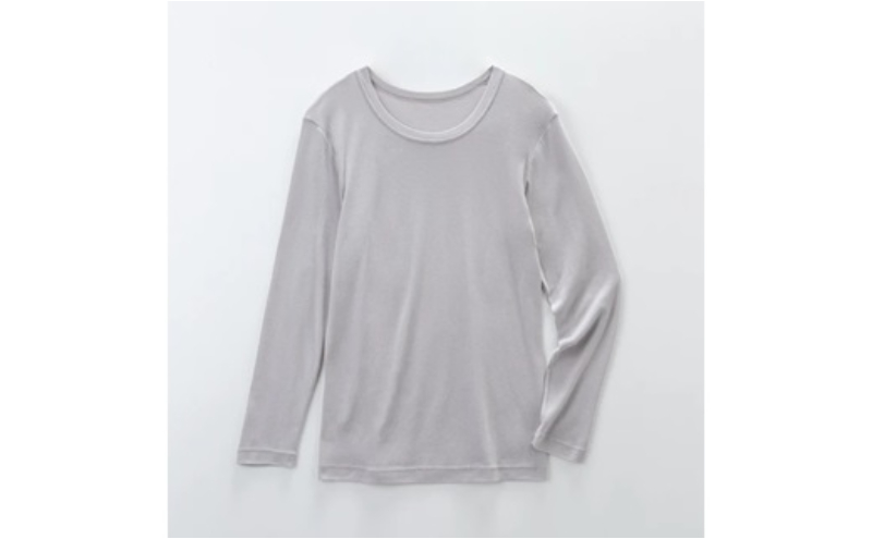 《絹生活研究所》インナー／メンズ／長袖／グレー／Lサイズ