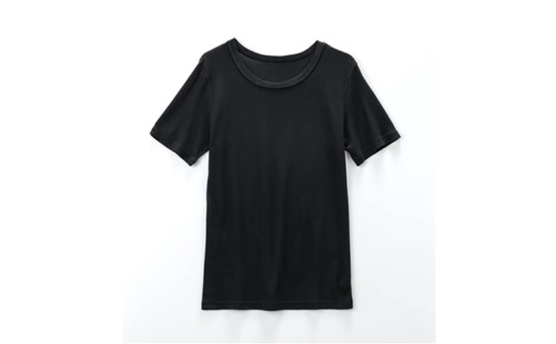 《絹生活研究所》インナー／メンズ／半袖／黒／Lサイズ