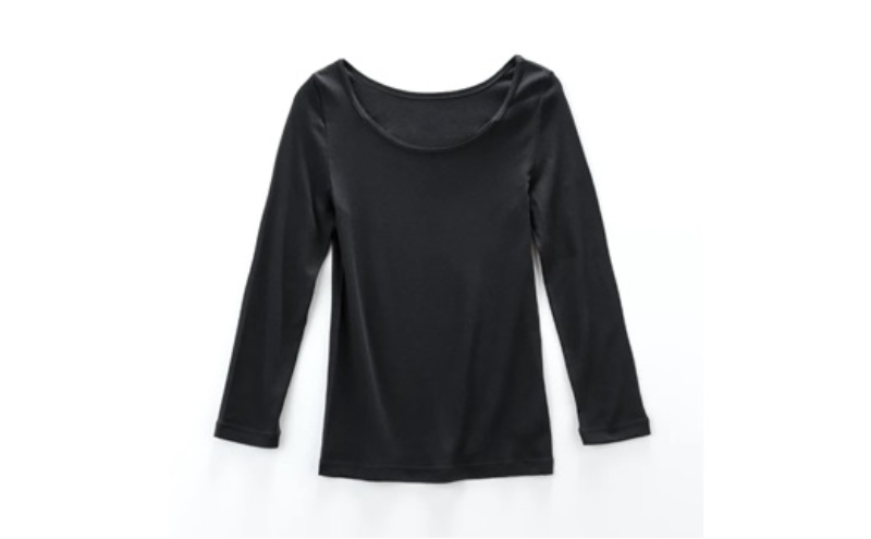 《絹生活研究所》インナー／レディース／8分袖／ブラック／Lサイズ