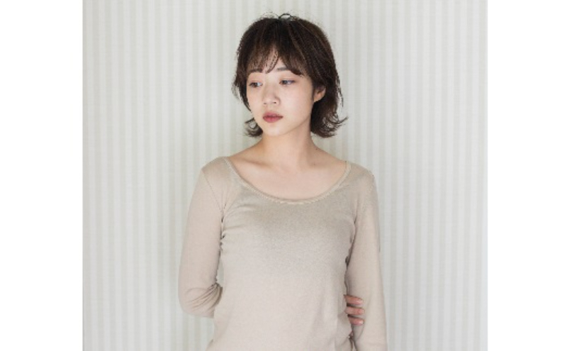 《絹生活研究所》インナー／レディース／8分袖／ベージュ／Mサイズ