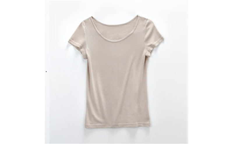 《絹生活研究所》インナー／レディース／フレンチ袖／ベージュ／Lサイズ