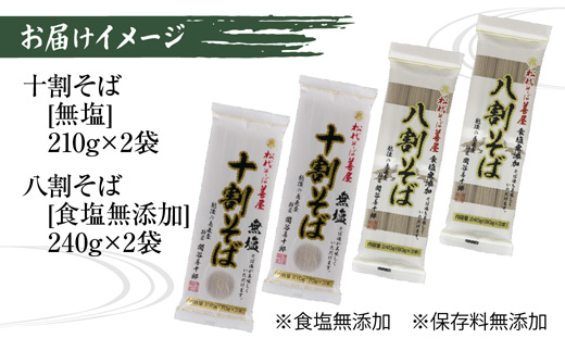 新潟県 十割 八割そば 2種 食べ比べ 計4袋 900g そば 蕎麦 ソバ 十割 八割 二八 食塩不使用 食塩無添加 乾麺 麺 ギフト お取り寄せ 備蓄 保存 松代そば善屋 新潟県 十日町市