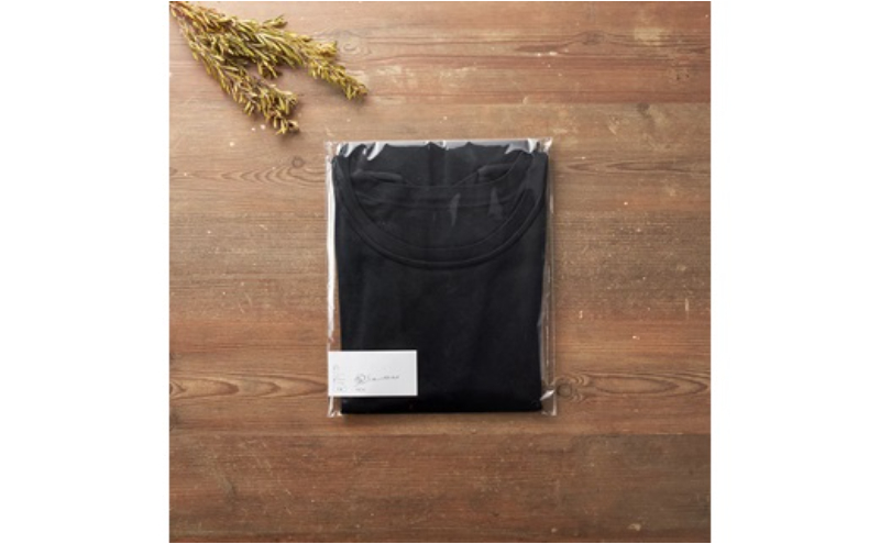 《絹生活研究所》インナー／メンズ／半袖／黒／Lサイズ