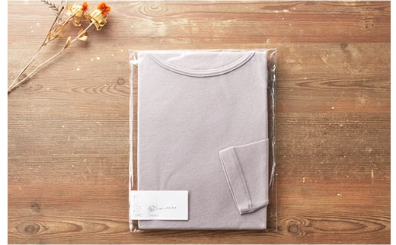 《絹生活研究所》インナー／レディース／8分袖／グレー／Lサイズ