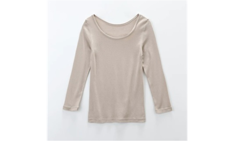 《絹生活研究所》インナー／レディース／8分袖／ベージュ／Mサイズ
