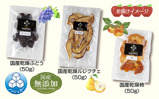 ドライフルーツ 3種(ぶどう ルレクチェ 柿)／ブドウ 葡萄 レーズン 干しぶどう 梨 カキ 無添加 砂糖不使用 国産 フルーツ 果物 保存食 ダイエット ギフト 取り寄せ はぴふる 新潟県 十日町市