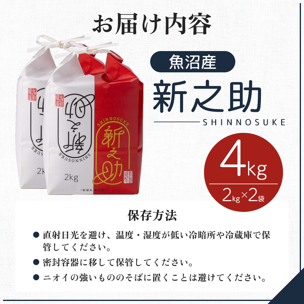 令和7年産 魚沼産 新之助 4kg(2kg×2袋) お米 米 コメ