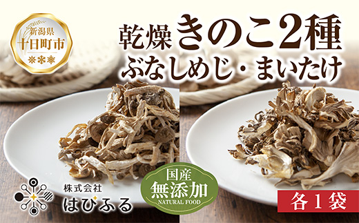 乾燥きのこ 2種セット（ぶなしめじ・まいたけ）／国産 乾燥 ぶなしめじ 30g 舞茸 30g 各1袋 ブナシメジ まいたけ マイタケ ドライ きのこ キノコ 無添加 国産 だし 時短 ダイエット