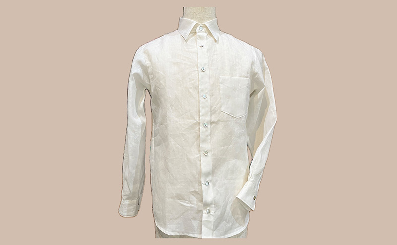 雪さらし体験【メンズシャツ】ファッション 男性 メンズ 洋服 シャツ からむし生地 涼感 通気性 漂白 殺菌 体験型 冬 雪 信濃川 新潟県 十日町市 Sサイズ