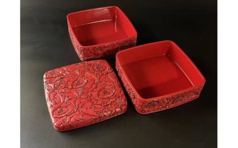 村上木彫堆朱 二段重箱 G4014