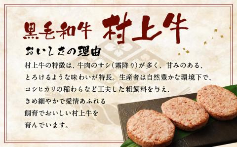 当店秘伝の練り込みタレなどで、じっくり練り込んだ村上牛ステーキハンバーグ 約600g（1ヶ約100g×6ヶ入＋デミグラスソース付） B4007