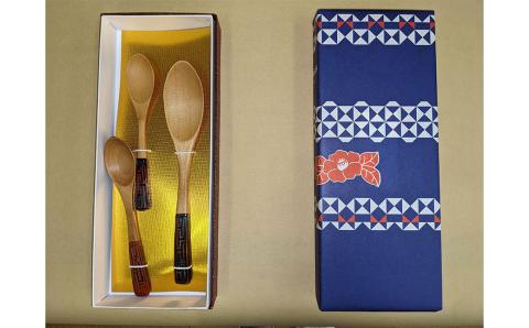 A4187 村上木彫堆朱　ライモンスプーンセット