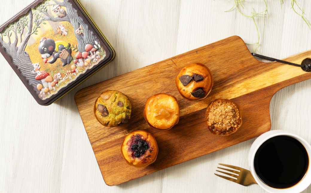 クマさんときのこのお菓子缶入り グルテンフリー マフィン 5個入り A4236