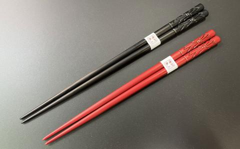 B4064 村上木彫堆朱 夫婦箸　（結び）