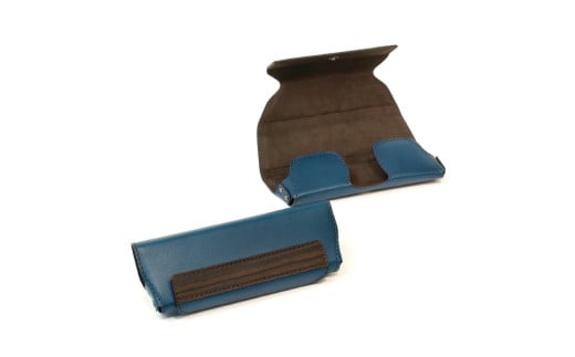 【こだわりの革アイテム】メガネケース（ネイビー）［セミラージーサイズ］1087026