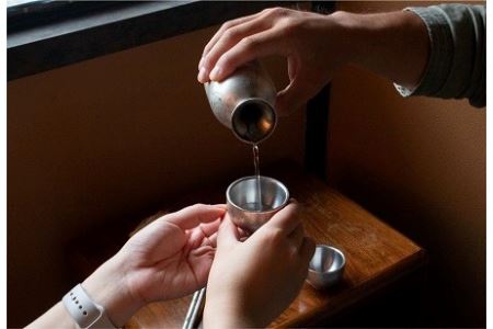 折燕ORI-EN 二重構造徳利1.5合・二重構造ぐい呑み ANTIQUE SILVER