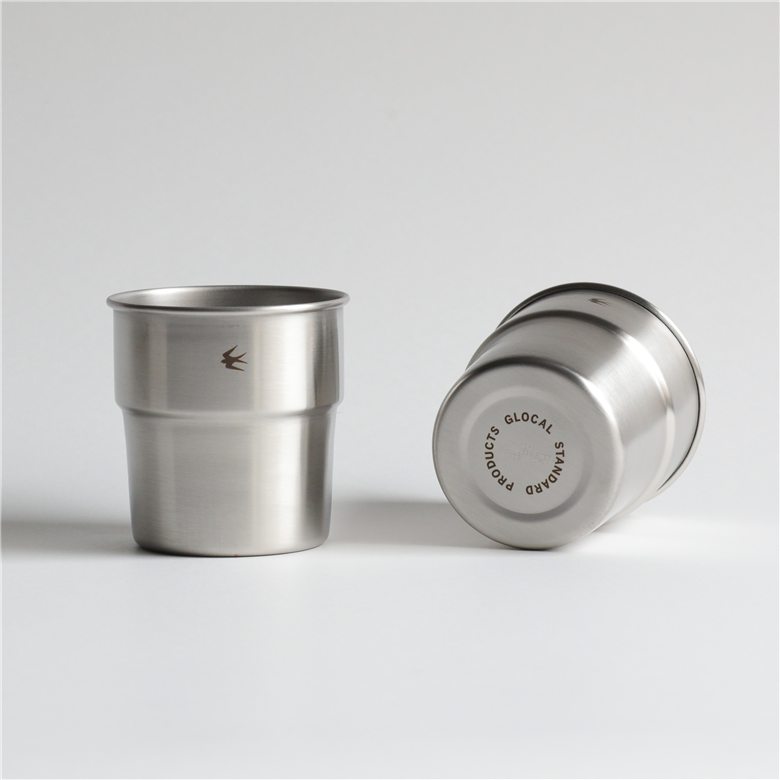 グローカルスタンダードプロダクツ TSUBAME / Stacking cup Sサイズ & スリーブ 2個セット / シルバー