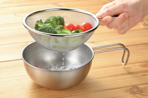 EJSB-600 燕熟の技 シェラカップ･ボウル15cm 手付きザル・蓋トレー・シリコン蓋付き