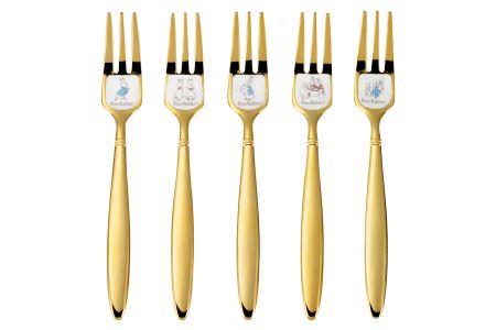 ピーターラビット 皿中七宝スプーン・フォーク(金仕上げ) 10本セット