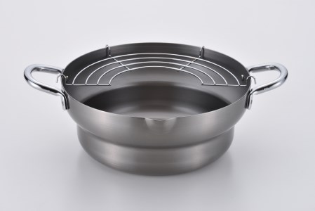 CS-052 千歳 鉄共柄段付き天ぷら鍋24cm & 木柄深型両手鍋22cm