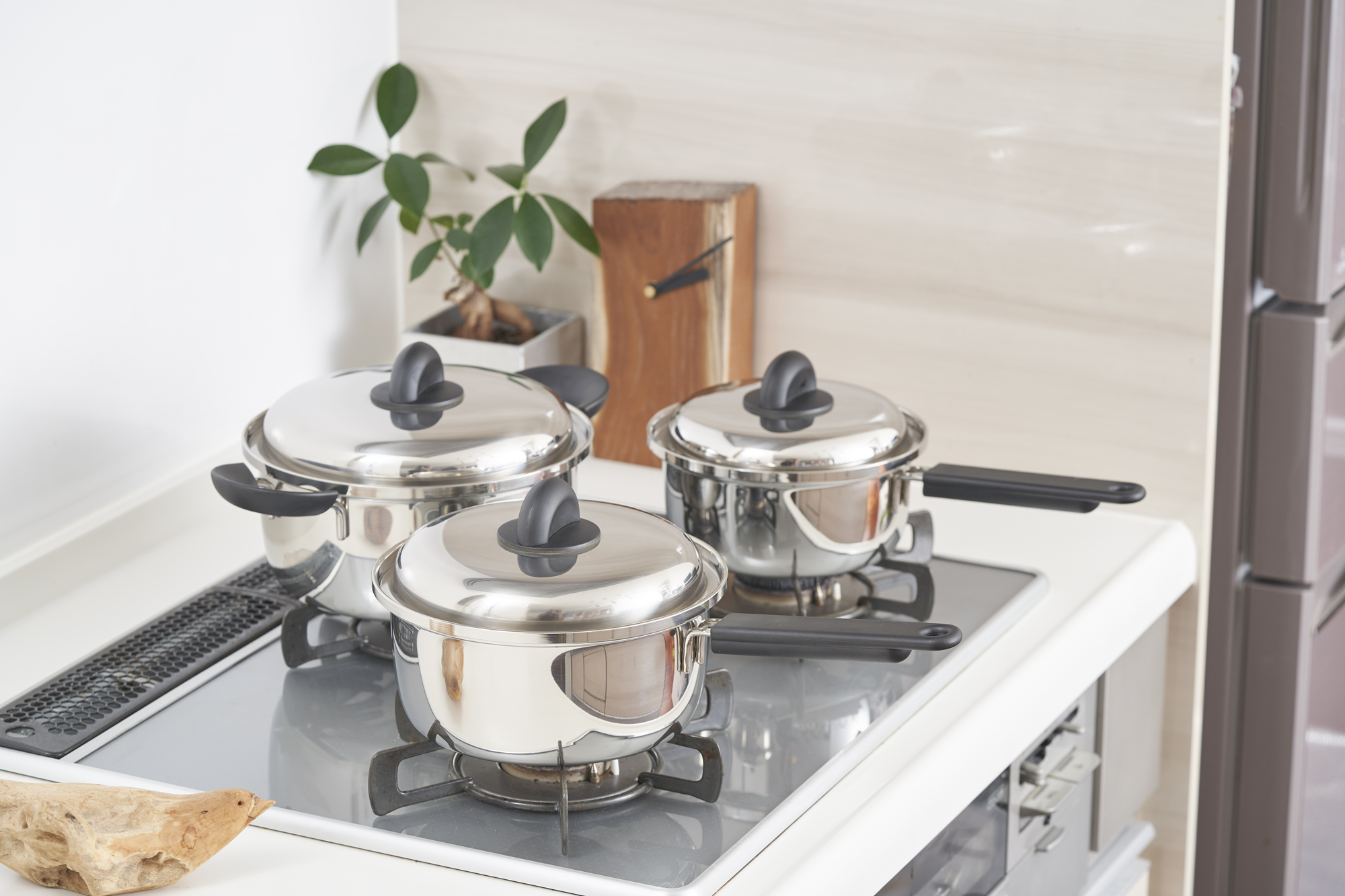 〈宮﨑製作所〉 Miyaco Japan 片手鍋2点 & 両手鍋1点 3点セット (MJ-100G)