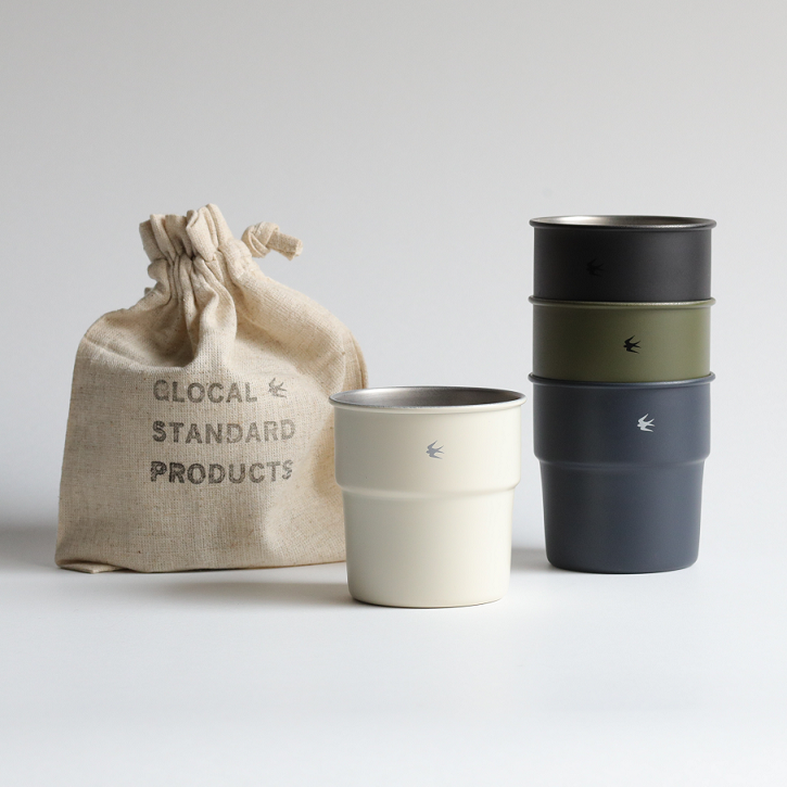 グローカルスタンダードプロダクツ TSUBAME / Stacking cup Sサイズ & スリーブ  5個(5色)セット / ホワイト、ブラック、ネイビー、オリーブ