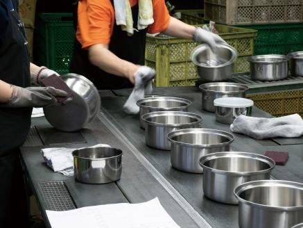 EM-023 燕三 IH対応片手鍋18cm & 両手鍋20cm & 二段蒸し器24cm (お玉付)