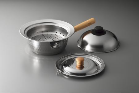 7041406 ステンレス雪平鍋18cm & 雪平鍋兼用蓋 & お鍋に乗せて簡単蒸しプレート小 (ドーム型)