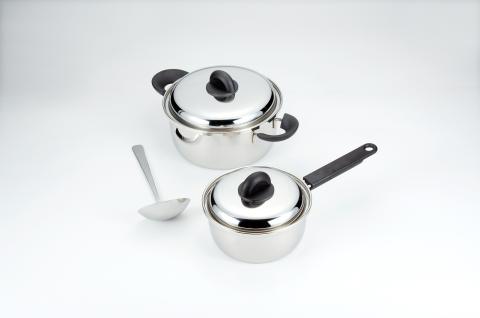 〈宮﨑製作所〉 Miyaco Japan 片手鍋 & 両手鍋 2点セット お玉付 (MJ-80G)