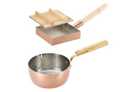 玉子焼き15cm (木蓋付)、雪平鍋セット