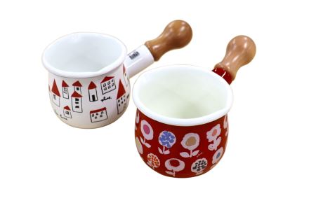 TYJ-720 プルーン ホーロープチミルクパンWT ＋ TYJ-723 ホーロープチミルクパンRD