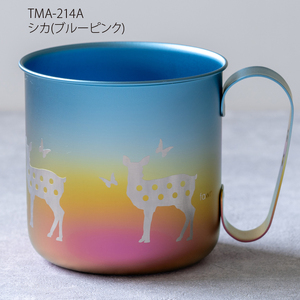 チタン製デザインマグカップ シカ (ブルーピンク) 320ml