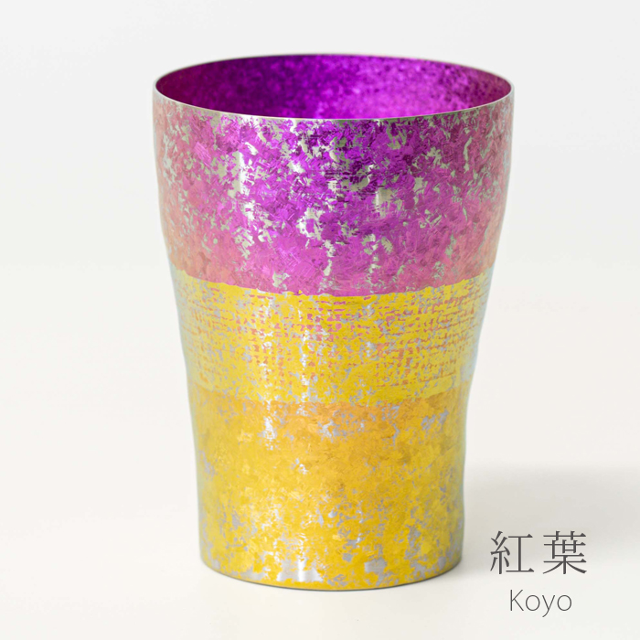 チタン二重タンブラー 木肌 和み (紅葉)