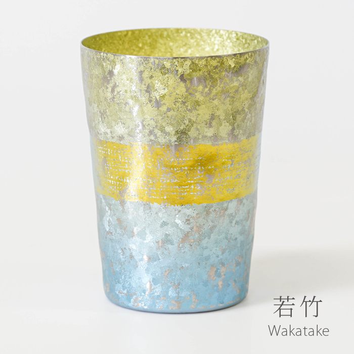 チタン二重タンブラー 木肌 ビアロック 若竹