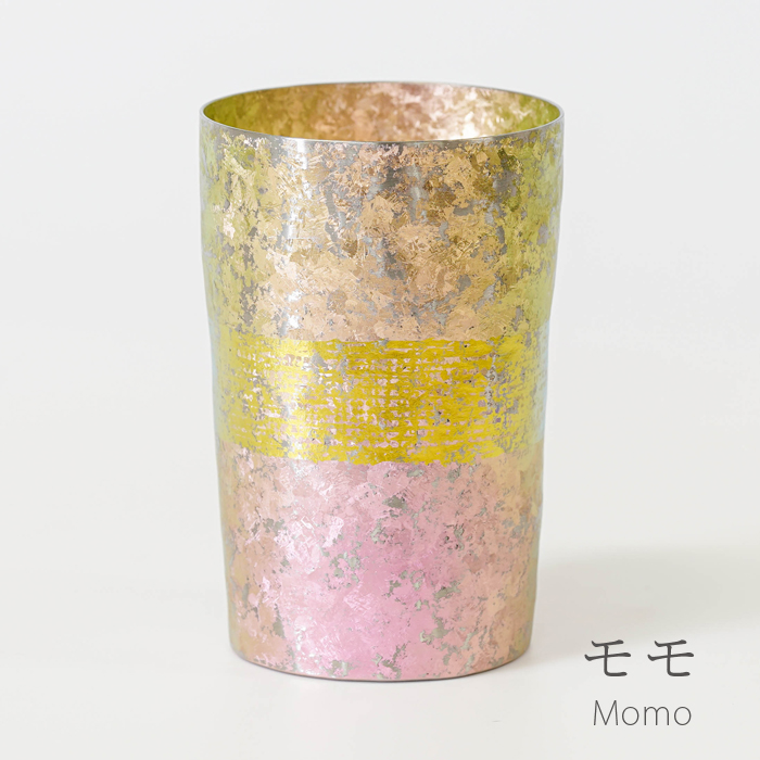 チタン二重タンブラー 木肌 ビアロック モモ