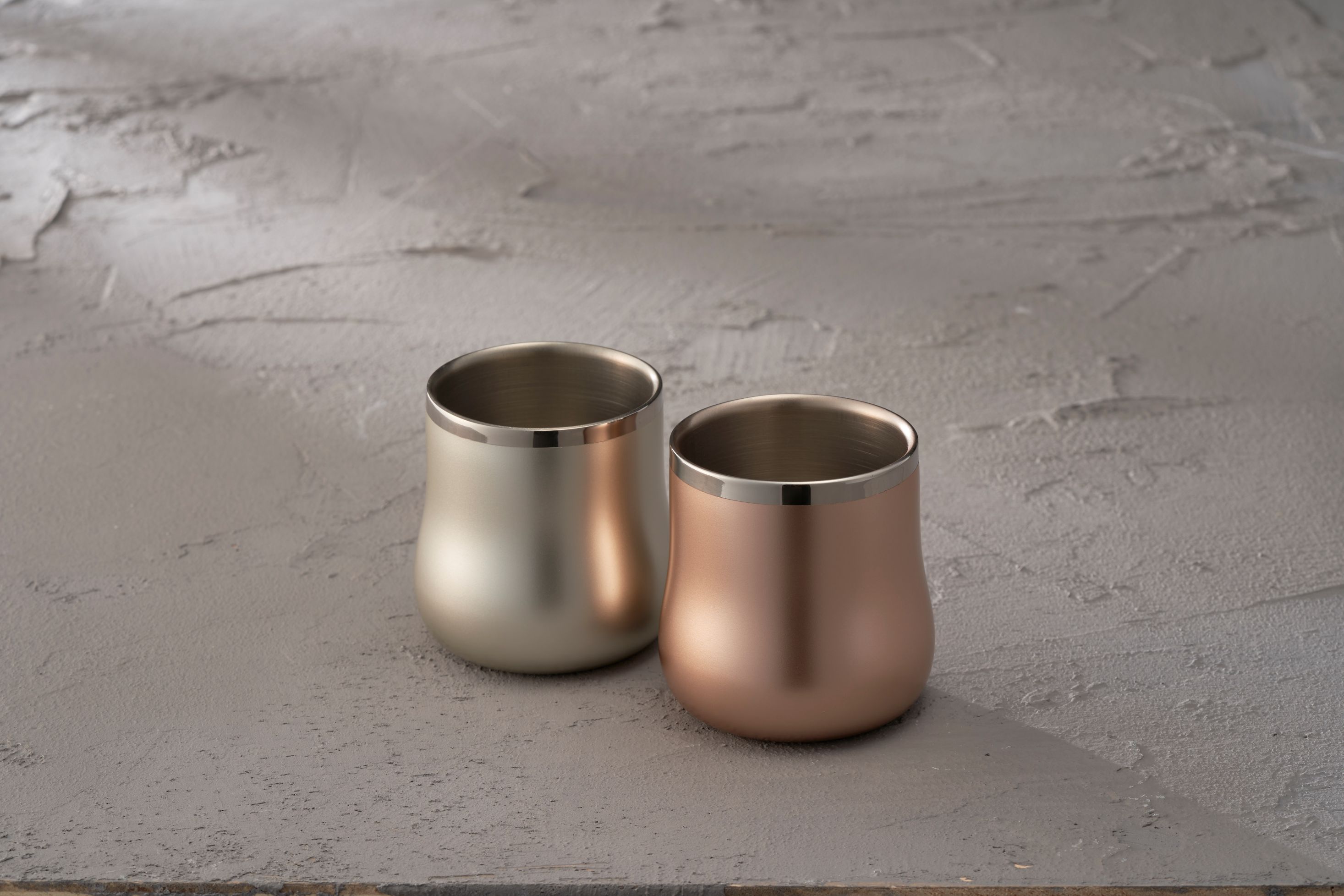 18-8ステンレス 二重構造エレガンスDXフリーカップペア シャンパンシルバー & シャンパンゴールド