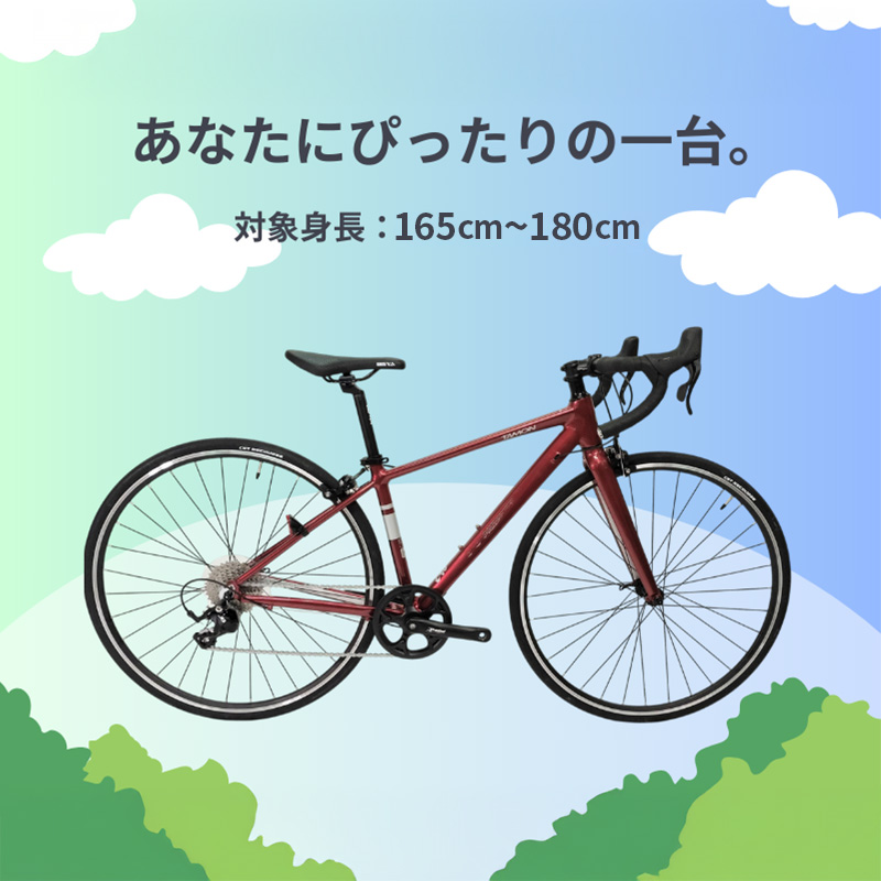 毘沙バイク TAMON エントリーモデル アルミロードバイク BTA002 Mサイズ 165-180cm 自転車 完成車 キャンディレッド